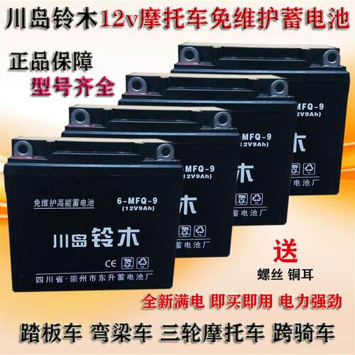 三轮车摩托车电瓶蓄电池干电池125助力车弯梁车女士踏板车12V7ah