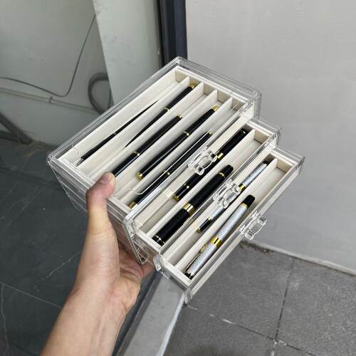 钢笔收纳盒名笔多层抽屉式收藏盒家用圆珠笔钢笔透明展示陈列盒