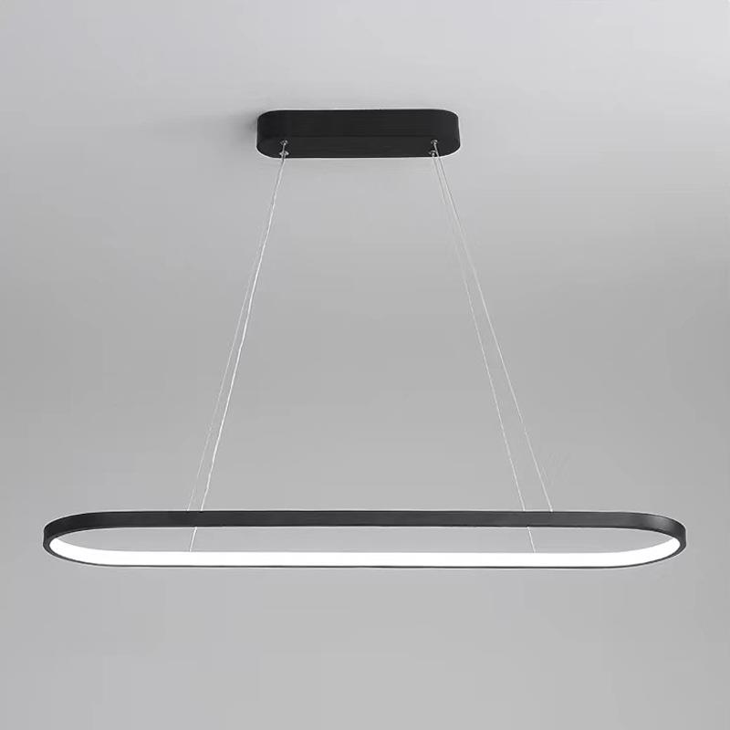 簡約創意现代椭圆LED环形灯服装店饭厅餐厅灯线条几何咖啡厅吊灯