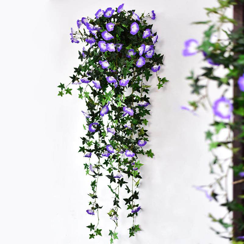 新款直销藤条阻燃仿真花塑料花壁挂假花装饰花防火绢花吊花挂壁花
