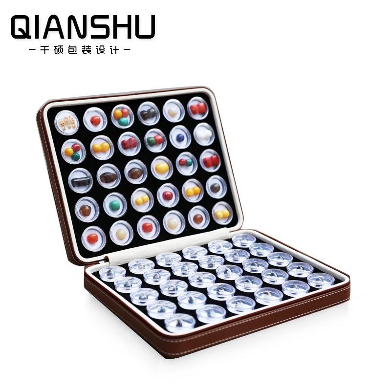 60只小圆珠盒圆形宝石珠宝拉链包裸钻戒面美甲展示盒子收纳首饰箱