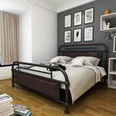 铁艺床北欧风格 1.5米1.8米单双人床儿童铁床架现代简 软包铁架1.2