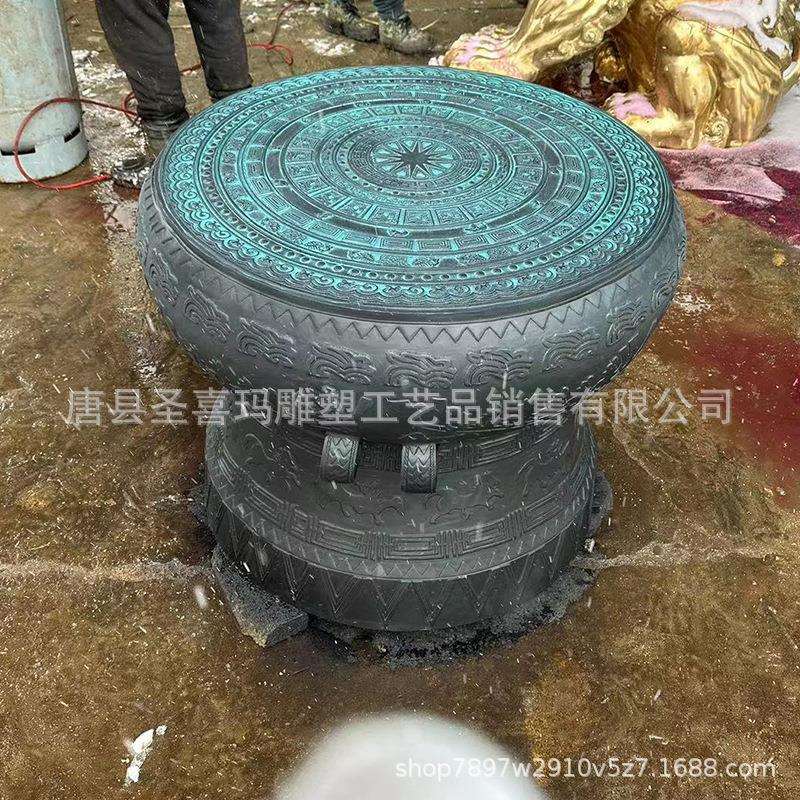 大型广西落地铜鼓直径80公分1米壮族铜鼓腰鼓厂家制作户外习俗摆