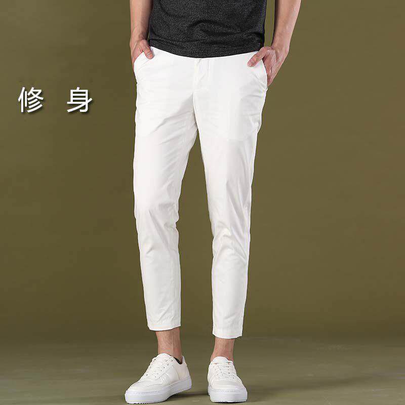 休闲裤男士春秋2025新款薄款修身百搭九分裤潮流纯棉弹力直筒裤子