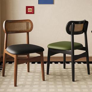 餐桌椅子单买餐桌专用椅子法式复古全实木餐桌椅靠背餐椅中古休闲