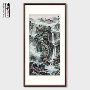 新中式玄关装饰画手绘山水画办公室富水长流挂画餐厅走廊壁画国画
