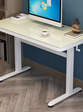 N5桌升降桌桌电脑台式家用卧室学生学F77MS7JS习书简约钢化玻办公