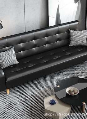 皮艺三人沙发仿皮革pu多功能租房简易折叠沙发床两用3人2懒人两用