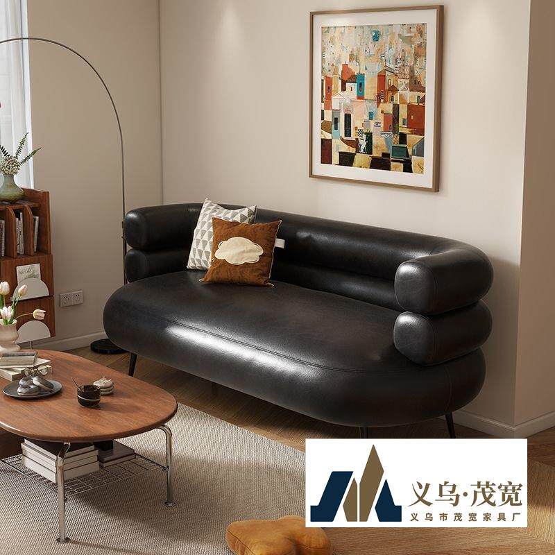 皮艺沙发小户型复古中古风客厅卧室油蜡皮真皮沙发公寓小沙发
