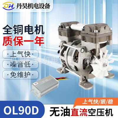丹昊机电OL90D无油直流空压机头小型静音大流量增压打气泵12V24V