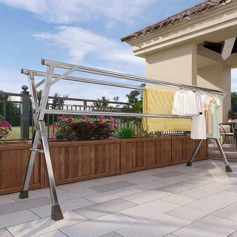 不锈钢晾衣架落地折叠家用室内外晒衣架阳台伸缩晾衣杆晒被子,收纳整理,多夹子晾衣架,淘宝优惠券,粉丝福利购,淘宝优惠卷