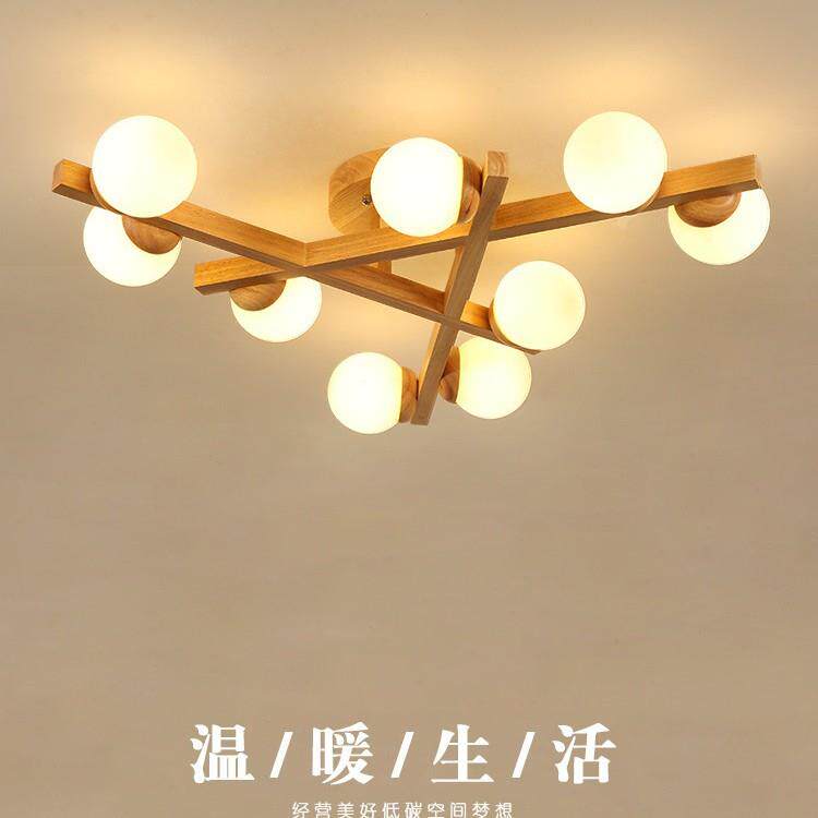 日式客厅灯简约现代大气家用卧室餐厅灯北欧实木灯具原木风吸顶灯