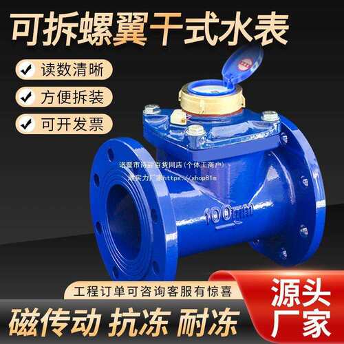 干式法兰式水表大口径 螺翼式水表工业用 防冻可拆式水表DN80 100
