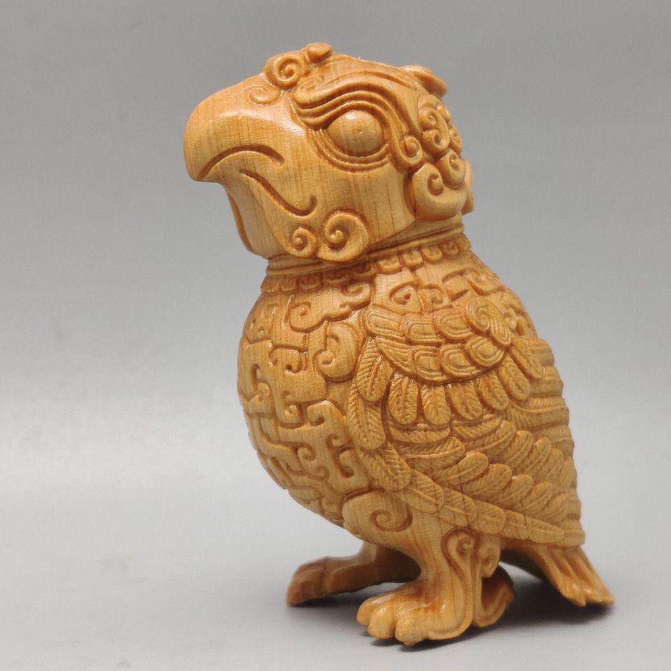 太行崖柏子乍弄鸟尊摆件实木雕刻鸟类工艺品青铜鸟手把件桌面茶宠