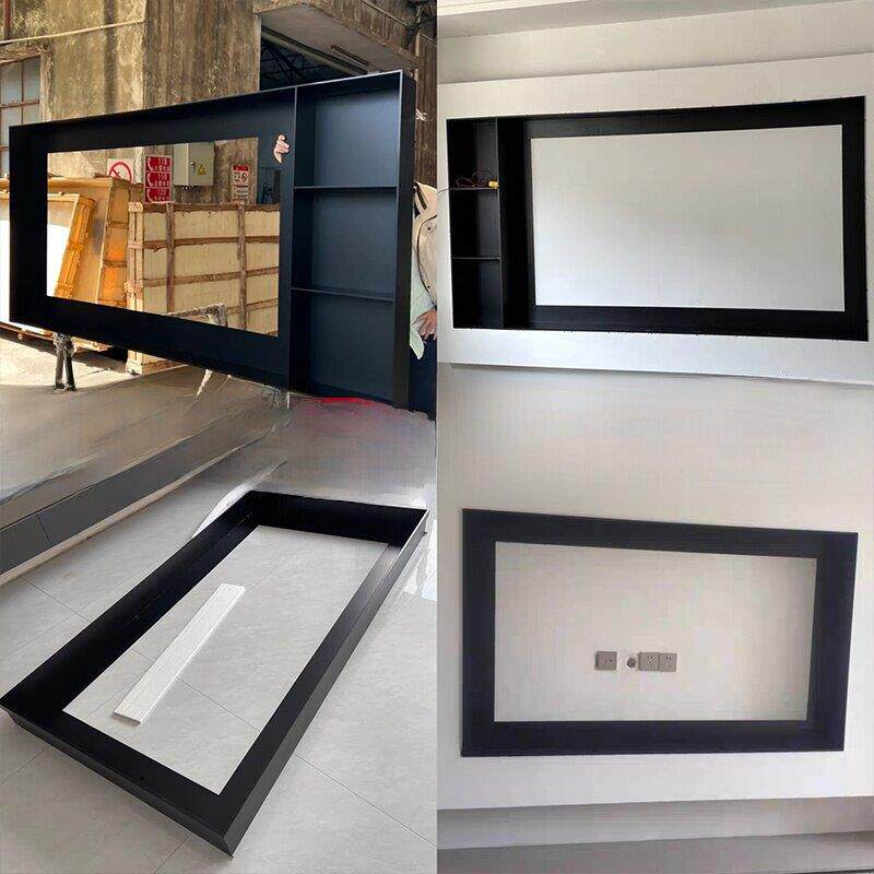 电视机壁龛定制嵌入式不锈钢75/85/100寸镂空铝合金客厅背景墙柜