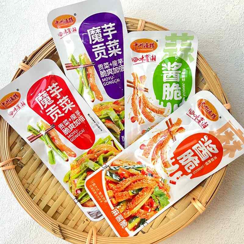 中洲渔馆麻酱脆蒜酱脆牛肚碎魔芋贡菜下饭菜小包装称重250g小零食