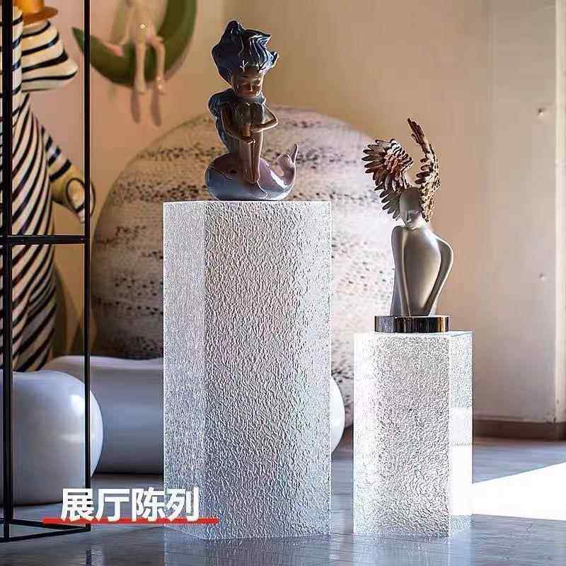 亚克示底座石头纹HQG盒子陈力列透明地台展厅场艺术品摆件摆台商