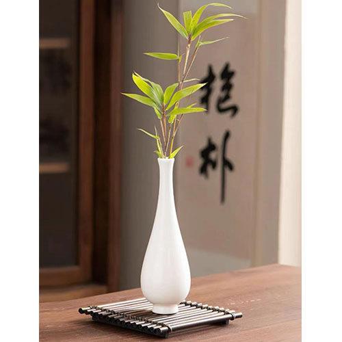 德化羊脂玉瓷观音玉净瓶陶瓷花瓶纯白色瓷器摆件桌面佛前供瓶花器