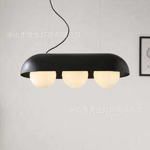 意式现代简约餐厅吊灯创意吧台北欧长条餐桌岛台黑色豆荚灯具