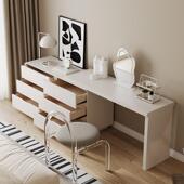 子床妆梳妆台西斗柜一体全实木卧室现简约代尾烤漆奶油风梳716妆