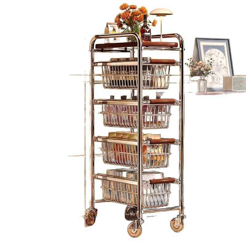 中古风零食置物架家用多层落地架子厨房菜篮子可移动小推车收纳架,家装主材,置物架,淘宝优惠券,粉丝福利购,淘宝优惠卷