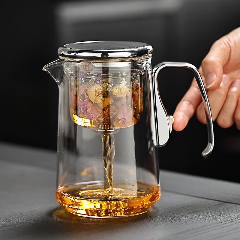 新款全玻璃内胆飘逸杯家用泡茶壶旋盖磁吸茶水分离过滤冲茶器