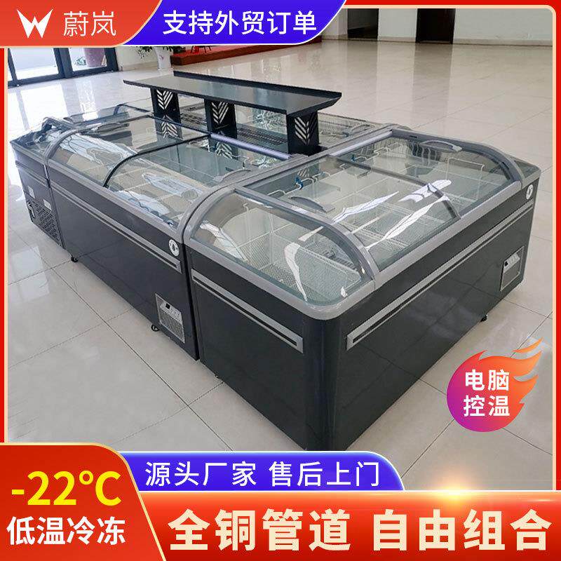 商用冰箱冷冻展示柜超市不化霜组合岛柜便利店左右推拉门卧式冰柜