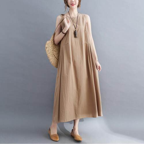 Sleeveless text slimming dress, knee high swing skirt,