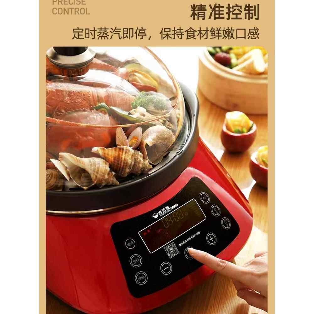 尚蒸鼎二代多功能电蒸锅快速海鲜蒸汽火锅 智能家用蒸锅上蒸下煮