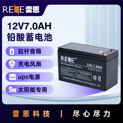 雷恩RENE铅酸电池12V7.0AH安防监控消防电池太阳能电池电梯蓄电池