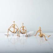 现代金属人物雕塑样板房创意摆件会所别墅酒店家居软装 饰品