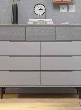 轻奢靠五斗式柜简约现代储物柜厅卧室墙收纳柜子EUY实客木抽屉五