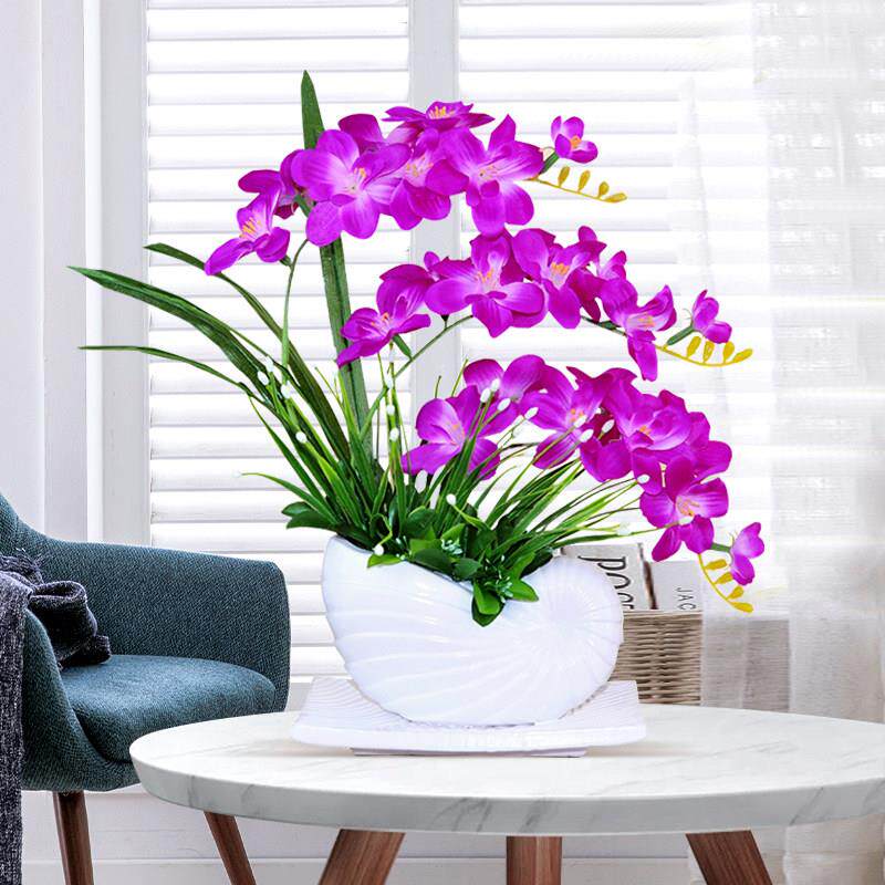 蝴蝶兰彷真花绢花摆件家居客厅装饰花室内假花摆设电视柜干燥花花