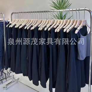 童装 挂衣杆女装 店衣服陈列道具货架 展示架不锈钢拉丝银落地式 服装