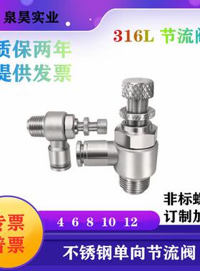 316L不锈钢快速接头快插型SL6-M5/4-01/10-03/12-04调节阀节流阀