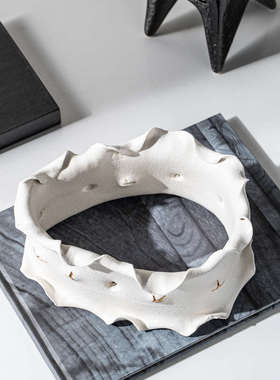 侘民客厅几何摆件中古样板房风寂电镀宿装饰品贝子艺术艺陶瓷