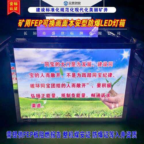 矿用本安型LED灯箱煤矿井下防爆灯箱DHS15/12(F)超薄安全文化宣传