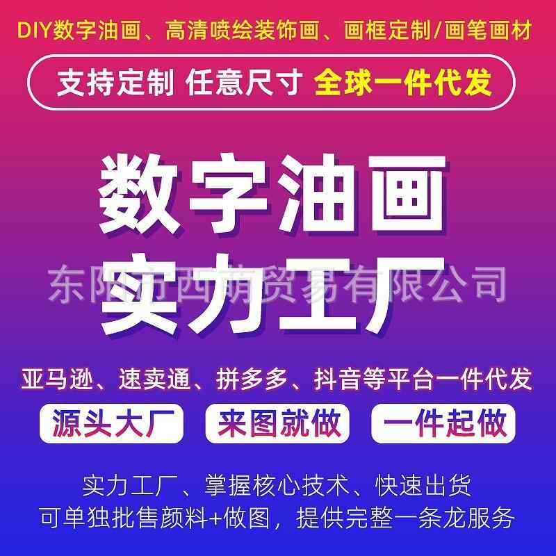 跨境手动涂色DIY4050数字油画手工填色挂画装饰画油彩画颜料
