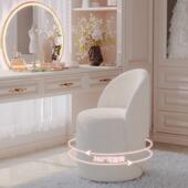 轻奢女生卧室化妆椅ins单人旋转靠背网红圆凳法式 化妆美甲沙发椅