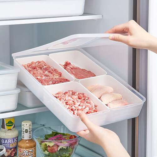 冰箱收纳盒带盖厨房食品级pp肉类分格密封盒子冷冻专用冻肉保鲜盒