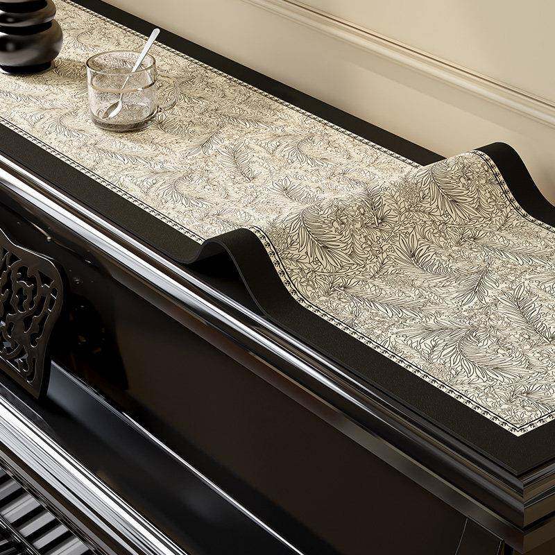 家用轻奢高级感钢琴罩盖布盖巾半罩轻奢琴顶防尘罩皮革桌垫保护套