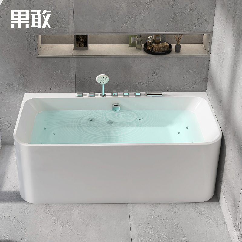 果敢小户型家用保温酒店民宿三裙边泡澡按摩恒温浴缸