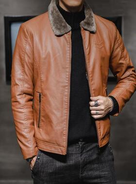 Men Leather jacket for winter Jackets Fleece warm Coat Coats
