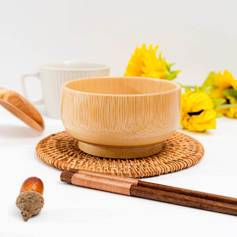 竹制婴儿圆形竹碗家用餐具小吃环保儿童水果点心餐厅沙拉碗碗筷