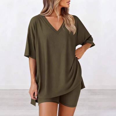 Women's 2 Piece Summer Outfits Casual Slouchy V-Neck