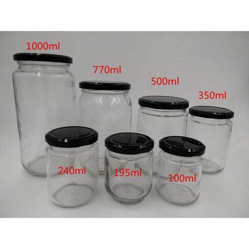 Circular glass jar pickles bottles jam jars of honey bottle