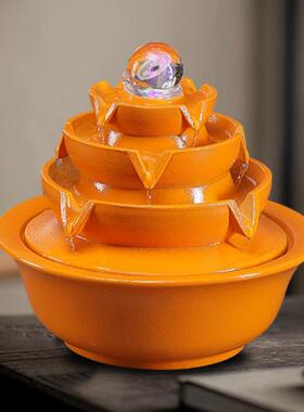 风水轮风车流水循环水办公室景观客厅招财生财前台收银柜台转运摆