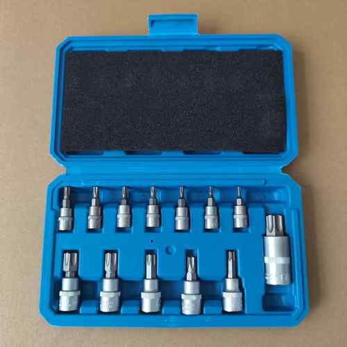 13PC压批套筒梅花钻头1/4 3/8 1/2旋具 T8-T7