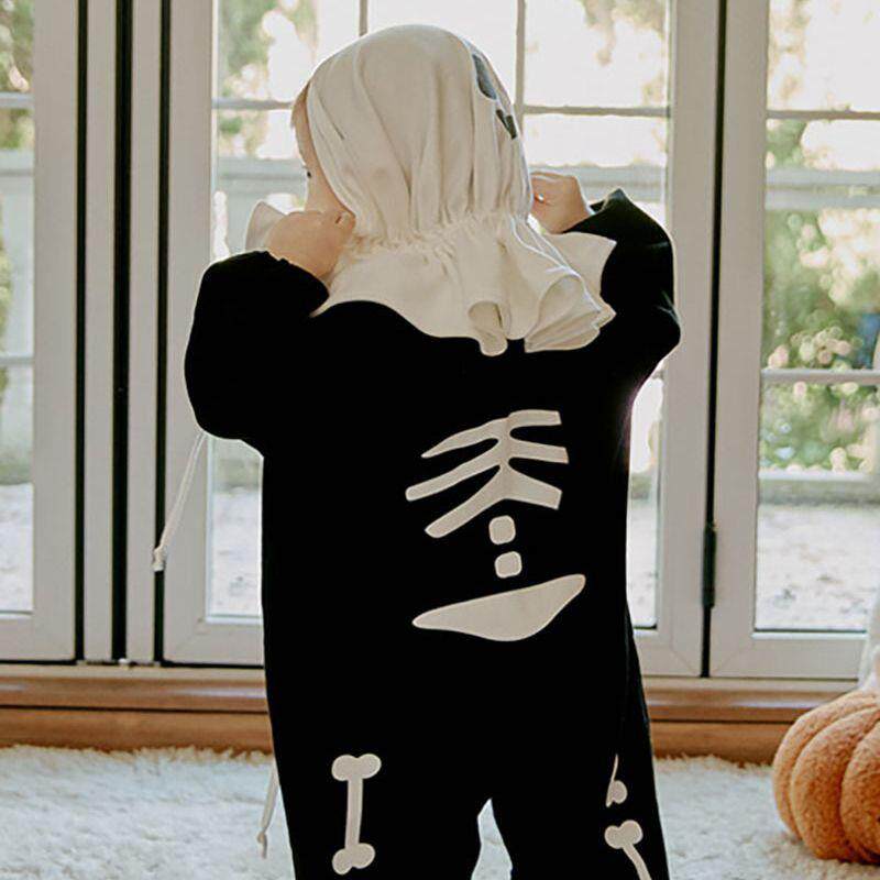 Halloween Baby Skeleton Print Long Sleeve Romper