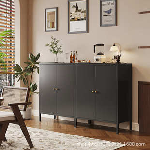 餐边柜子收纳柜中古风钢制铁皮柜家用客厅厨房茶水零食储物柜碗橱